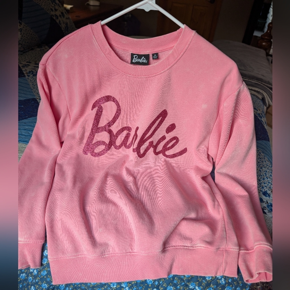 Barbie Pink Glitter Crew Neck Sweater